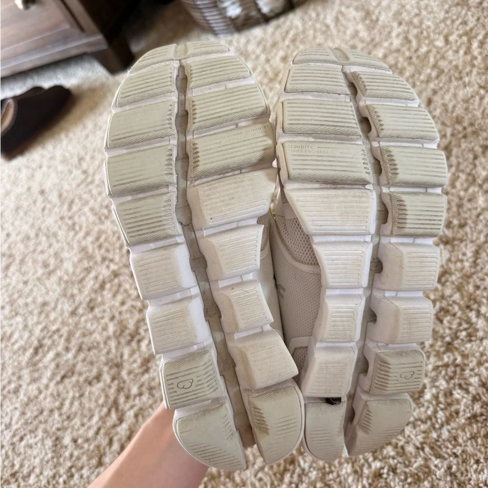 On Running Women's White/Cream Cloudflow Sneakers - Picture 6 of 7